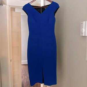 Sleeveless V-Neck Midi Dress in Cobalt Blue